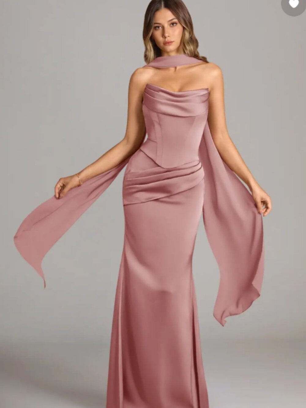 Azazie Sorrel Dusty Rose Mermaid Strapless Stretch Satin Convertible Dress